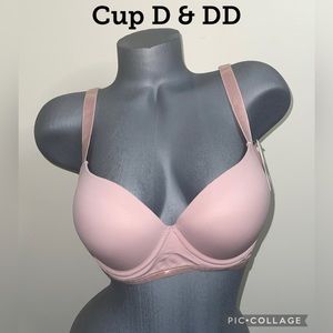 Push Up Padded T-Shirt 3 Hooks Underwire Bra Cup D & DD. NWT